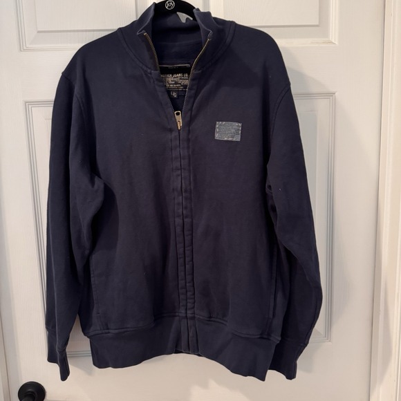 Type N-3 Nautica Jeans Co. Blue Zip Up Sweatshirt Men Size L Heavyweight Outdoor - Picture 1 of 11